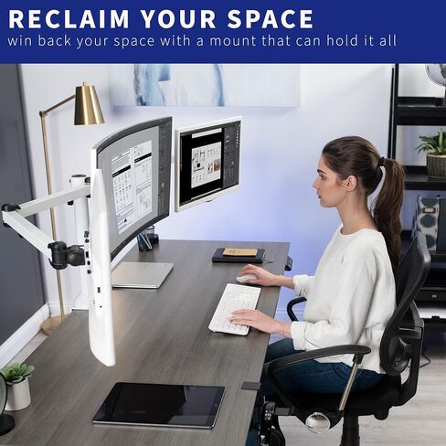 VIVO Triple 23 to 32 inch LED LCD Computer Monitor Desk Mount VESA Stand, Heavy Duty Fully Adjustable Tilt, Swivel, and Rotation, Fits 3 Screens, Black, STAND-V103 in Saudi Arabia