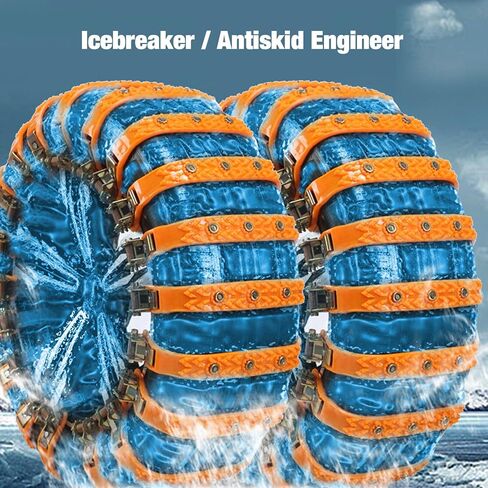 Snow Chains 10 Pcs Tire Chains Anti Slip Car Adjustable Universal Emergency Thickening Anti Skid Upgraded, Winter Driving Security Chains, Traction Ice Mud Chains for Tire Width 7.2-11.6" (Yellow) in Kuwait