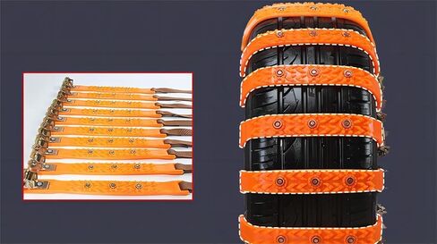 Snow Chains 10 Pcs Tire Chains Anti Slip Car Adjustable Universal Emergency Thickening Anti Skid Upgraded, Winter Driving Security Chains, Traction Ice Mud Chains for Tire Width 7.2-11.6" (Yellow) in Kuwait