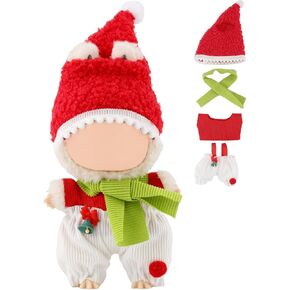 4 Pcs Lububu Christmas Clothes Compatible with 17cm Doll Clothes, Christmas Elf Accessories Sets Include Hat, Scarf, Top & Pants Costume for Dolls Premium Holiday Outfit (No Doll) in Saudi Arabia