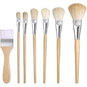 Mop Brush for Acrylic Painting, 7 Pieces Versatile Blending Brush Paint Brushes for Acrylic Painting Goat Hair Paint Brushes Set with Wooden Handle for Watercolor Oil Face Body Art in Saudi Arabia