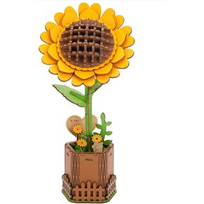 3D Sunflower Wooden Puzzles for Adults,DIY Wooden Flower Craft,DIY Wooden Flowers Model Kit Building Set Craft for Adults to Build.(3.9 * 3.6 * 9.1in 86PCS) in Kuwait