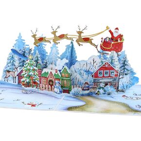 D4DREAM 3D Winter Village Pop up Christmas Card for Family, Friends, Kids, Xmas Popup Card with Blank Notecard & Envelope in Saudi Arabia