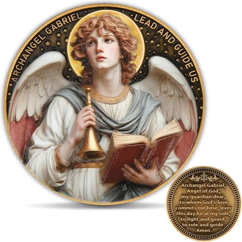 Archangel Raphael Healing Coin – Inspirational Christian Challenge Coin with Healing Prayer, Divine Light, and Peace Symbol, Zinc Alloy Collectible with Acrylic Case in Saudi Arabia