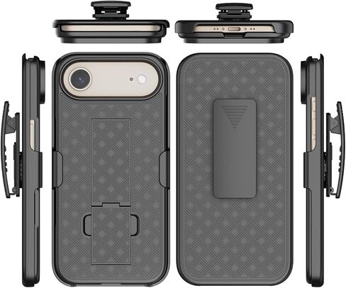 for iPhone 16 Pro Max Holster Case, Combo Shell Slim Rugged for iPhone 16 Pro Max Case Cover with Kickstand, Swivel Belt Clip Holster Shockproof Protective Cover 2024 Release, Black in Kuwait