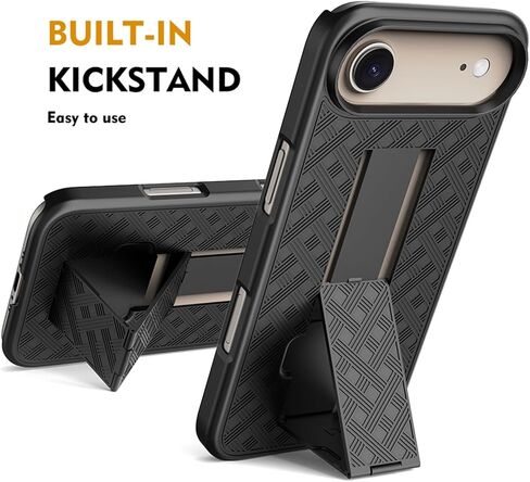 for iPhone 16 Pro Max Holster Case, Combo Shell Slim Rugged for iPhone 16 Pro Max Case Cover with Kickstand, Swivel Belt Clip Holster Shockproof Protective Cover 2024 Release, Black in Kuwait