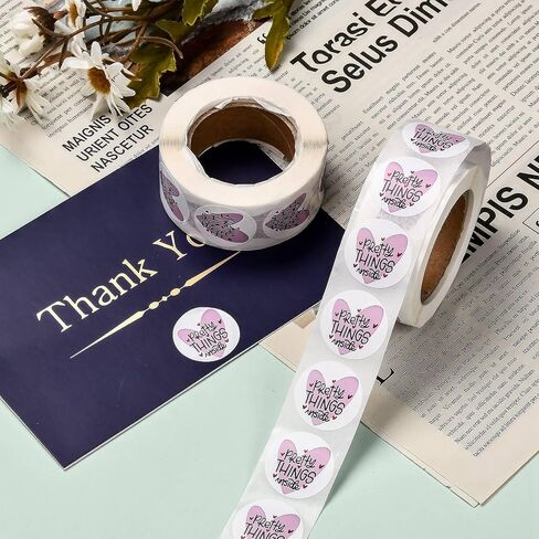 500pcs Thank You Stickers Lables 0.98inch Heart Thank You Stickers Roll for Baking Packaging Envelope Seals Small Business Wedding Birthday Party Gift Wrap Bag in Saudi Arabia