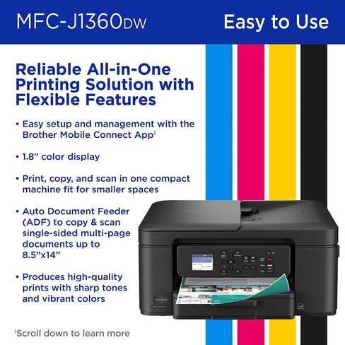 Brother Work Smart 1360 Wireless Color Inkjet All-in-One Printer Bundle with Deco Gear CPS 26 Month Protection Pack, Tech Smart USA Printer Essentials, Deco Essential 6FT Cable and HDMI Cable in Saudi Arabia