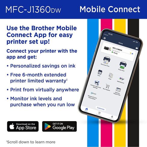 Brother Work Smart 1360 Wireless Color Inkjet All-in-One Printer Bundle with Deco Gear CPS 26 Month Protection Pack, Tech Smart USA Printer Essentials, Deco Essential 6FT Cable and HDMI Cable in Saudi Arabia