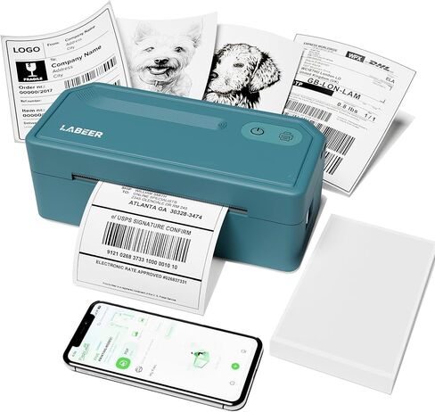 Labeer Bluetooth Thermal Label Printer, 4x6 Shipping Label Printer for Shipping Packages, Small Business Office or Home, Compatible with Phone&Pad&PC,Support Ups/Shopify/Ebay&More (Cyan) in Saudi Arabia