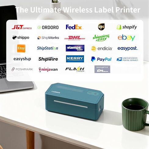 Labeer Bluetooth Thermal Label Printer, 4x6 Shipping Label Printer for Shipping Packages, Small Business Office or Home, Compatible with Phone&Pad&PC,Support Ups/Shopify/Ebay&More (Cyan) in Saudi Arabia