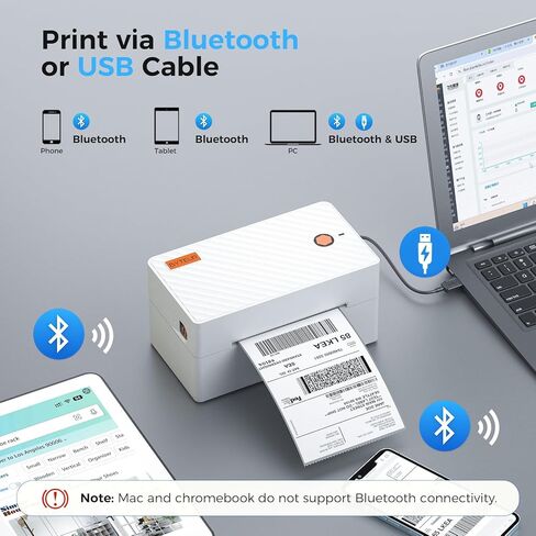 Bluetooth Thermal Shipping Label Printer, Wireless 4x6 Shipping Label Printer for Small Business, Support iOS, Android, Windows and Mac, Compatible with Amazon, Ebay, Shopify, Etsy, USPS. in Saudi Arabia
