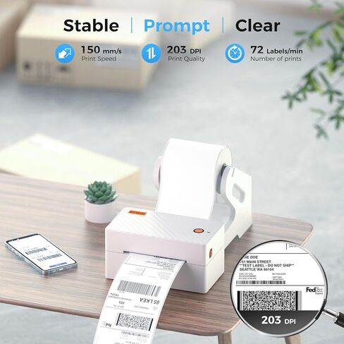 Bluetooth Thermal Shipping Label Printer, Wireless 4x6 Shipping Label Printer for Small Business, Support iOS, Android, Windows and Mac, Compatible with Amazon, Ebay, Shopify, Etsy, USPS. in Saudi Arabia