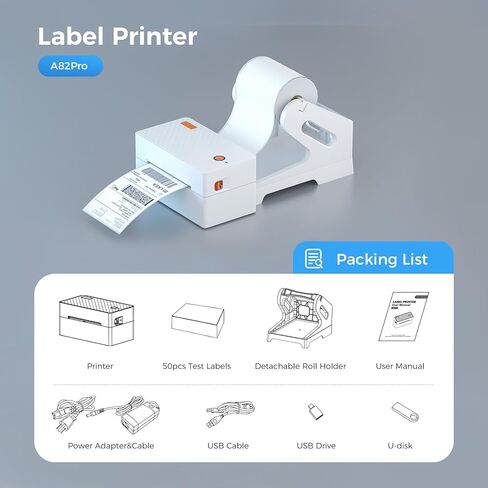 Bluetooth Thermal Shipping Label Printer, Wireless 4x6 Shipping Label Printer for Small Business, Support iOS, Android, Windows and Mac, Compatible with Amazon, Ebay, Shopify, Etsy, USPS. in Saudi Arabia