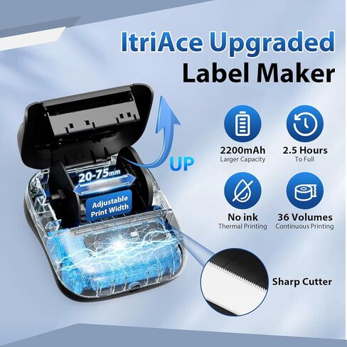M220 Wireless Label Maker Portable Address Printer for 0.78 to 3.14 Inch Labels, for Home Office and Small Business Organization, Compatible with iPhone Android and PC, with 40x30mm Label in Saudi Arabia