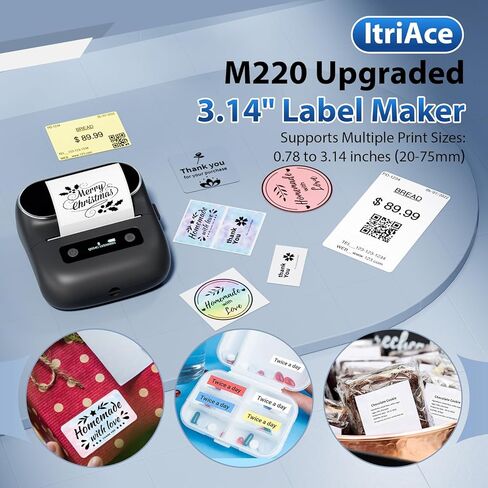 M220 Wireless Label Maker Portable Address Printer for 0.78 to 3.14 Inch Labels, for Home Office and Small Business Organization, Compatible with iPhone Android and PC, with 40x30mm Label in Saudi Arabia