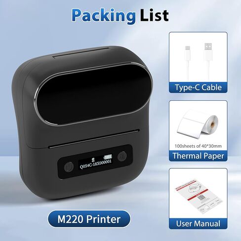 M220 Wireless Label Maker Portable Address Printer for 0.78 to 3.14 Inch Labels, for Home Office and Small Business Organization, Compatible with iPhone Android and PC, with 40x30mm Label in Saudi Arabia