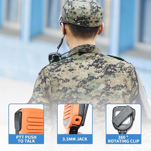 Waterproof Radio Speaker Mic Walkie Talkie Shoulder Handheld Microphone with PTT for Ailunce HD1 HAG1 Retevis RT29 RT47 RT47V RT48 RT83 RT82 RT87 NR30 EX500 GP328plus Orange (328plus-01) in Saudi Arabia