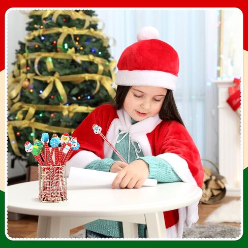 Crtiin 120 Pieces Christmas Pencils Bulk with Eraser Toppers Wooden Pencil Cute Pens Birthday for Students Fun Pens for Kids Bulk School Supplies and Children Prize Gifts, 6 Styles in Saudi Arabia