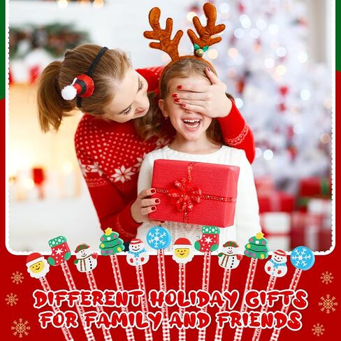 Crtiin 120 Pieces Christmas Pencils Bulk with Eraser Toppers Wooden Pencil Cute Pens Birthday for Students Fun Pens for Kids Bulk School Supplies and Children Prize Gifts, 6 Styles in Saudi Arabia