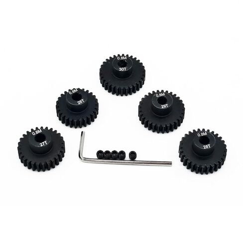مجموعة تروس ترس من الفولاذ المقوى 0.8 متر بفتحة 1/8 بوصة 3.175 مم 16T 17T 18T 19T 20T مع مفتاح سداسي لمحرك فرشاة RC بدون فرشاة ترقية سيارة RC (16T 17T 18T 19T 20T) in Kuwait