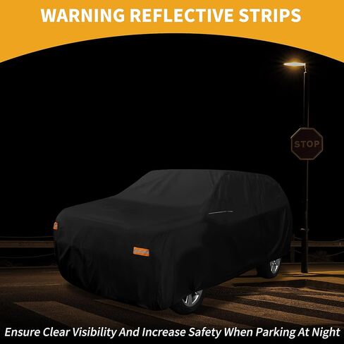 Car Cover Waterproof All Weather 210D-PU, UV Sun Rain Protection, for Chevrolet Tahoe 4DR, with Left Side Zipper & Mirror Pockets, Black in Saudi Arabia
