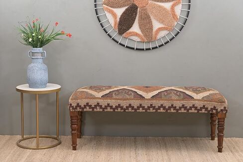 مقعد خشبي لغرفة المعيشة، مقعد من الصوف الجوت الكليم للمدخل، مقعد منجد من القماش للجلوس in Kuwait