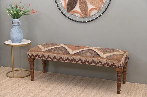 مقعد خشبي لغرفة المعيشة، مقعد من الصوف الجوت الكليم للمدخل، مقعد منجد من القماش للجلوس in Kuwait