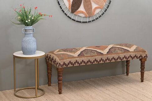 مقعد خشبي لغرفة المعيشة، مقعد من الصوف الجوت الكليم للمدخل، مقعد منجد من القماش للجلوس in Kuwait