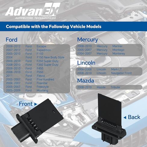 3F2Z18591AA مقاوم محرك منفاخ HVAC متوافق مع Ford Escape/Expedition/F150/F250/F350/Freestar/Freestyle Lincoln Navigator Mercury Mariner استبدال YH1715 973444 in Saudi Arabia