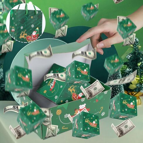 انفجار صندوق هدايا مفاجئ من EISNZLAN للمال، صناديق انفجار منبثقة مبتكرة، صندوق انفجار نقدي، صندوق عيد ميلاد مفاجئ للمال لمستلزمات حفلات عيد الميلاد (عيد الميلاد الأحمر) in Kuwait