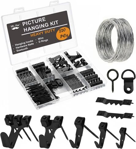 Mr. Pen- مجموعة تعليق الصور، 220 قطعة، ذهبي وردي، شماعات الصور، مسامير لتعليق الصور، شماعات الحائط، تعليق الصور، خطافات تعليق الصور، أجهزة تعليق الإطار، طقم التعليق على الحائط in Kuwait