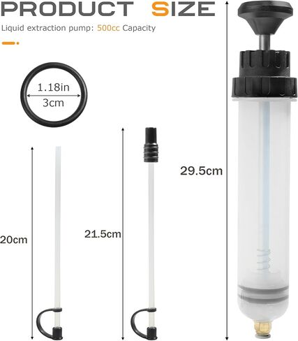 500CC Oil Extractor Pump,Car Accessories Oil Extractor,Automotive Manual Fluid Extractor Pump with 2 Transparent Hose,Used for Power Steering Transmission Gear Oil & Brake Fluid Transfers in Saudi Arabia