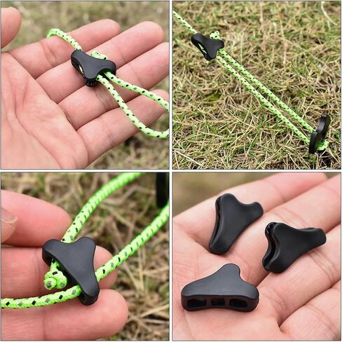 Rope Tensioner 80Pcs Tent Rope Adjustment Buckle Clamp Cord Camping Tightener Plastic Tie Downs Outdoor in Saudi Arabia