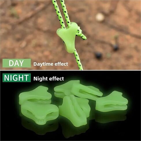 Rope Tensioner 50pcs Outdoor Luminous Rope Buckle Fluorescent Self-Luminous Tent Paracords Buckle Anti-Slip Adjustment Buckle in Saudi Arabia