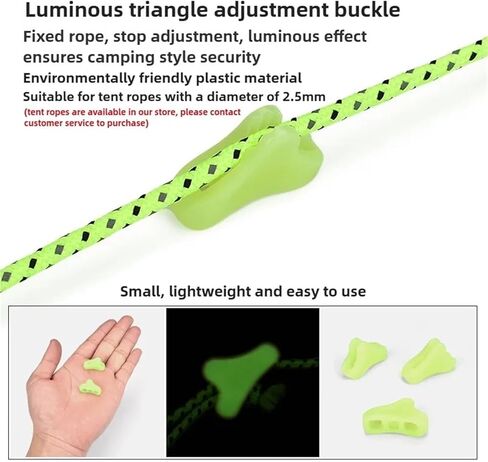 Rope Tensioner 50pcs Outdoor Luminous Rope Buckle Fluorescent Self-Luminous Tent Paracords Buckle Anti-Slip Adjustment Buckle in Saudi Arabia