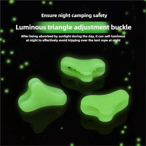 Rope Tensioner 50pcs Outdoor Luminous Rope Buckle Fluorescent Self-Luminous Tent Paracords Buckle Anti-Slip Adjustment Buckle in Saudi Arabia