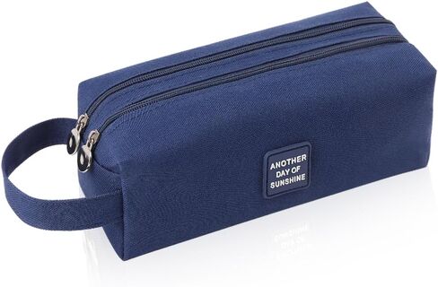 iSuperb 2 Compartments Pencil Case Zippered Pencil Pouch With Handle Big Large Capacity Pen Bag Organizer Canvas Handbag for Kids Boys Girls School University Travel Office Stationary in Saudi Arabia
