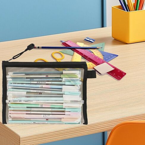mesh Zipper Pouches Office Storage - 6.89×9.06 Inch See-Through, Fits Document File, Makeup & Travel Home Organizer in Saudi Arabia