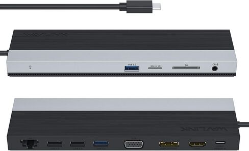 محطة إرساء WAVLINK USB C، قاعدة USB C ثلاثية العرض PD 85W شحن للكمبيوتر المحمول، محور USB C مع منفذ DisplayPort، HDMI، USB 2.0/3.0، جيجابت إيثرنت، فتحة SD/TF، ​​مقبس صوت لنظام التشغيل Windows وMac in Kuwait