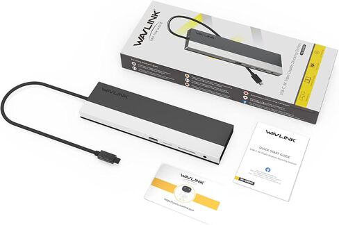 محطة إرساء WAVLINK USB C، قاعدة USB C ثلاثية العرض PD 85W شحن للكمبيوتر المحمول، محور USB C مع منفذ DisplayPort، HDMI، USB 2.0/3.0، جيجابت إيثرنت، فتحة SD/TF، ​​مقبس صوت لنظام التشغيل Windows وMac in Kuwait