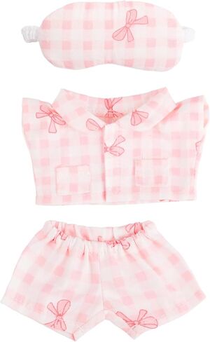 Doll Pajama Clothes Set, Pink Bowknot Top and Pants with Eye Mask Cute Toy Outfits Accessories for 5.9in/15cm-6.7in/17cm Dolls Costume Decoration & Display in Saudi Arabia