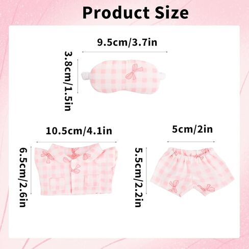 Doll Pajama Clothes Set, Pink Bowknot Top and Pants with Eye Mask Cute Toy Outfits Accessories for 5.9in/15cm-6.7in/17cm Dolls Costume Decoration & Display in Saudi Arabia
