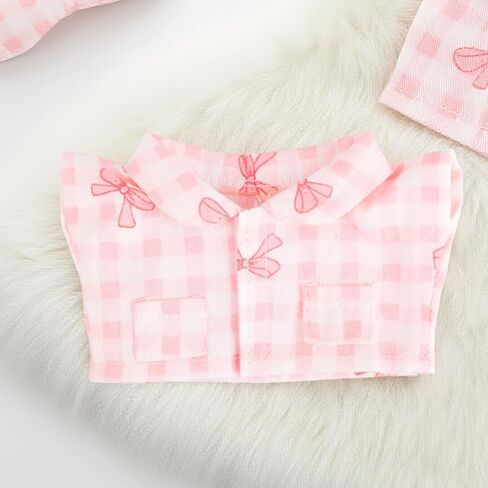 Doll Pajama Clothes Set, Pink Bowknot Top and Pants with Eye Mask Cute Toy Outfits Accessories for 5.9in/15cm-6.7in/17cm Dolls Costume Decoration & Display in Saudi Arabia