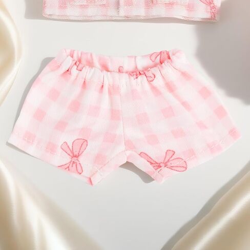 Doll Pajama Clothes Set, Pink Bowknot Top and Pants with Eye Mask Cute Toy Outfits Accessories for 5.9in/15cm-6.7in/17cm Dolls Costume Decoration & Display in Saudi Arabia