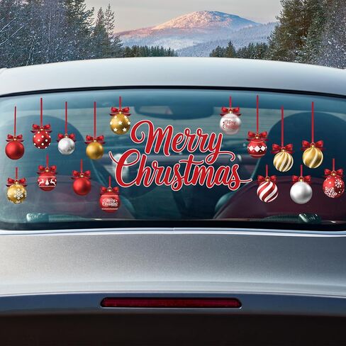 37Pcs Christmas Window Stickers, Large Christmas Light Bulb Ball Decals, Watercolor Xmas Ball Ornament Double-Sided Reusable Window Decals, Holiday Window Clings for Home Office Classroom in Saudi Arabia
