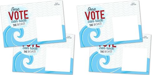 T MARIE 100 Bulk Voter Postcards 4x6" - One Vote Can Rock the Boat - Red, White and Blue Theme With Blank Back for Message to Voters - Encourage Voting In Your State in Saudi Arabia