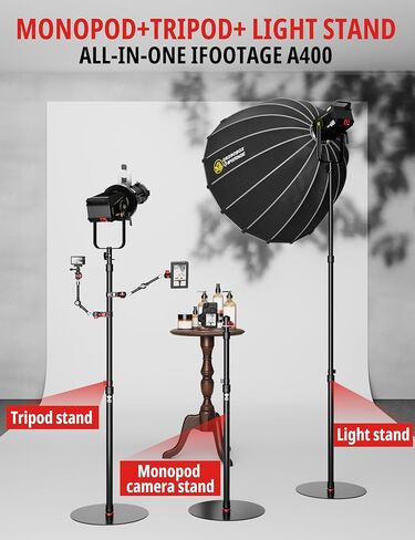 IFOOTAGE Cobra 2-Pack Round Base Monopod - 79 بوصة مونوبود كاميرا ألومنيوم قابل للتعديل مع قاعدة، سعة تحميل 22 رطلًا للفيديو الداخلي وأضواء التصوير الفوتوغرافي والمزيد in Kuwait