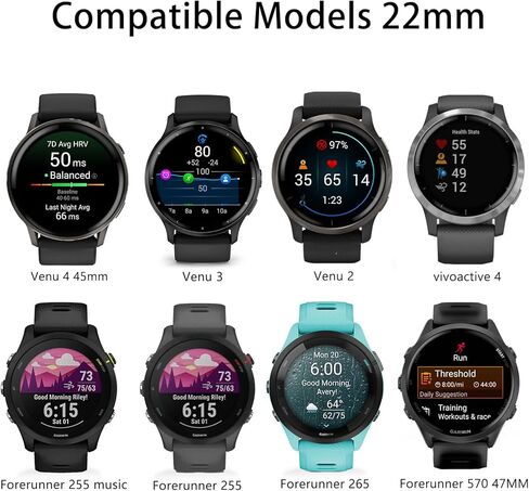حزام ساعة TopPerfekt garmin متوافق مع garmin venu 3 / venu 2 / forerunner 265 (22 ملم) حزام معصم بديل سريع garmin venu 3S / venu 2s (18 ملم) سوار نسائي بديل من السيليكون الناعم in Kuwait