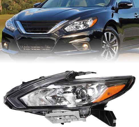 مجموعة المصابيح الأمامية الهالوجين Zhaoyang متوافقة مع 2016 2017 2018 Nissan Altima Chrome Shell عدسة شفافة بديلة للمصابيح الأمامية بدون مصابيح (جانب السائق الأيسر) in Saudi Arabia